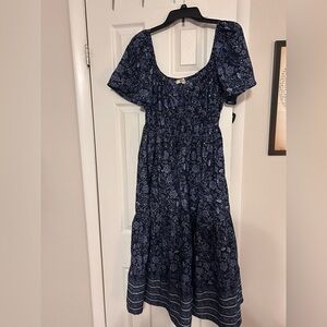 Blush Midnight Blue Paisley Peasant Dress